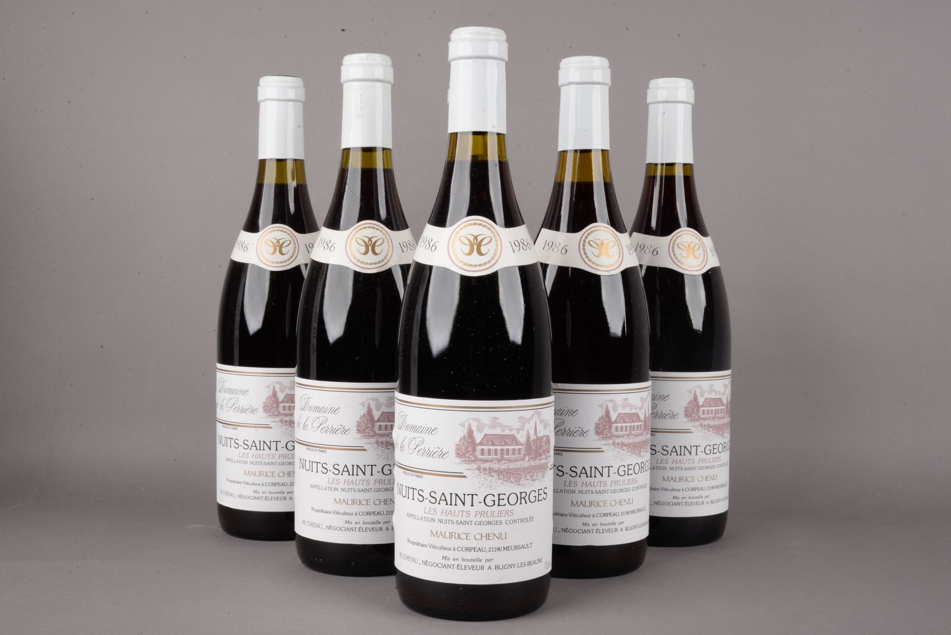 Null 6 bouteilles NUITS-ST-GEORGES "Les Hauts Pruliers", Maurice Chenu 	1986 (12&hellip;