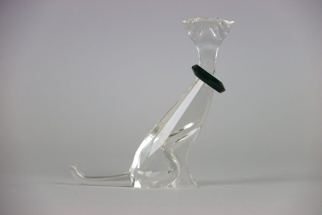 SWAROVSKY. Sujet en cristal représentant un chat Hauteur: 13 cm.