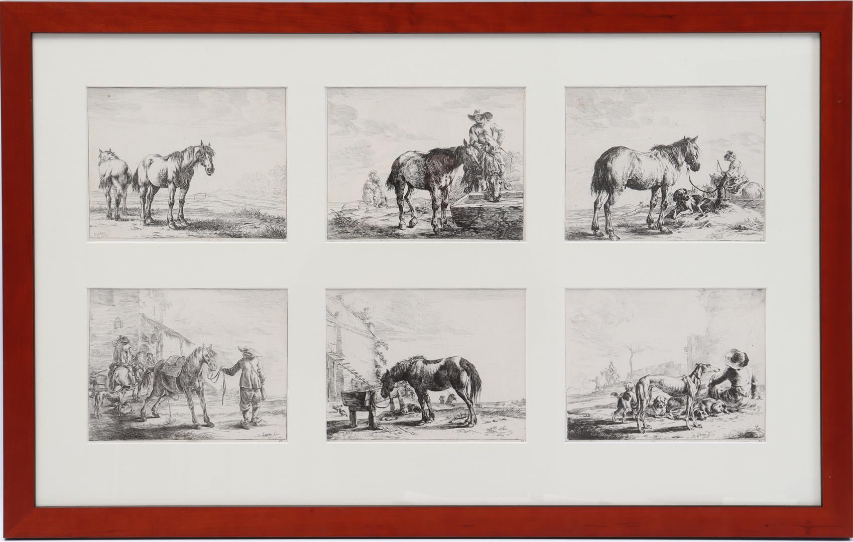 Dirck Stoop Dirck Stoop (1618-1686)

6幅画有马的画框，每幅15x19厘米，外部尺寸52x82厘米