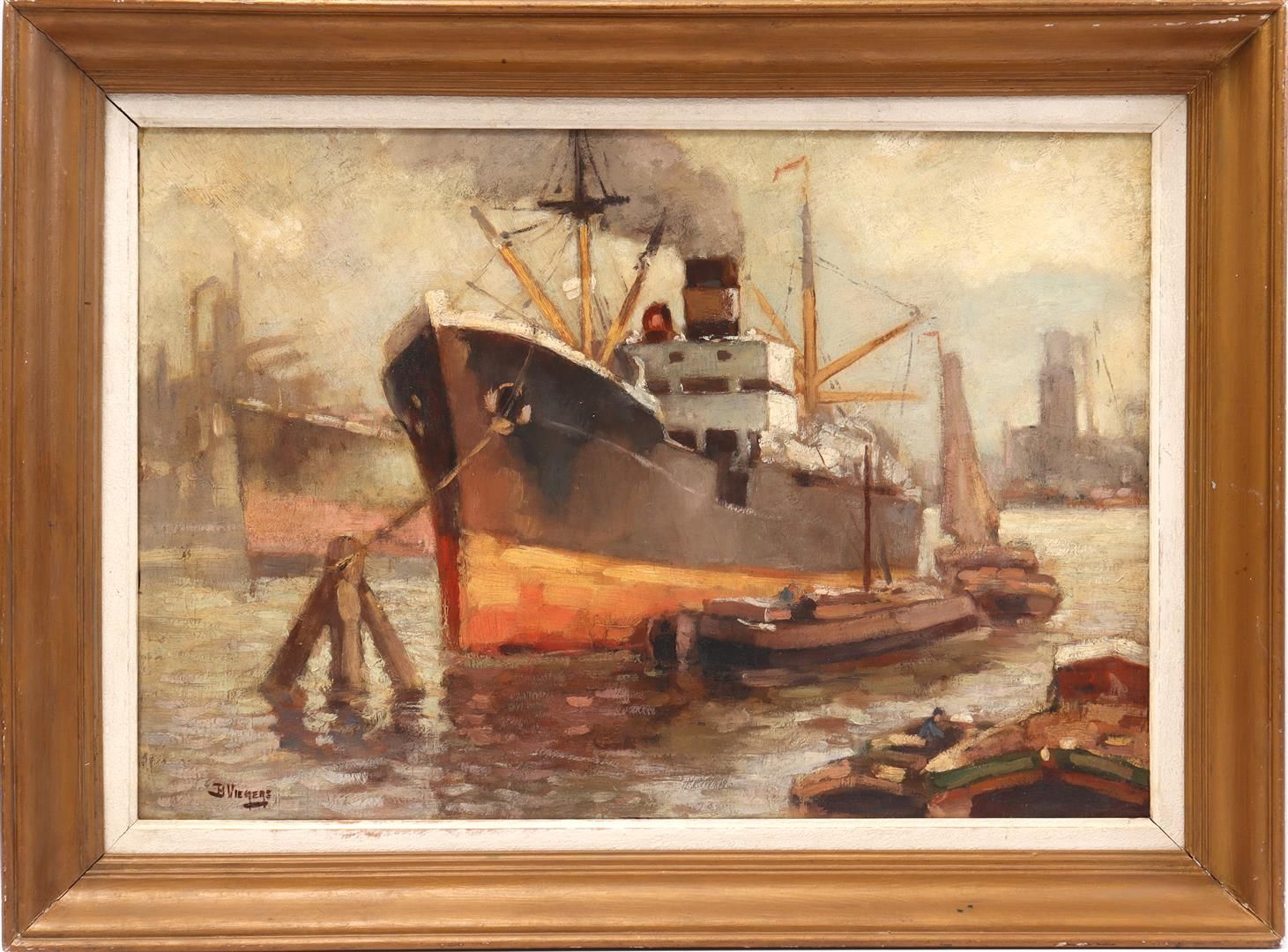 Ben Viegers Ben Viegers (1886-1947)

港湾中的船只，面板51x74厘米
