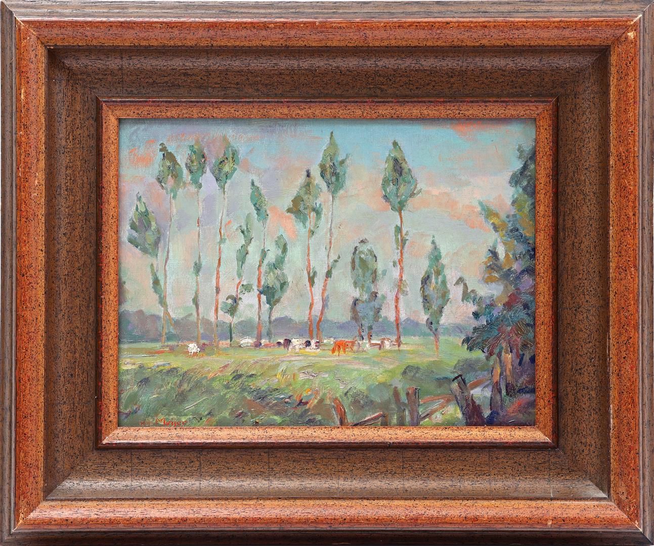 Johan Meijer 约翰-梅耶尔 (1885-1970)

树下的奶牛风景，帆布 21.5x28.5 cm