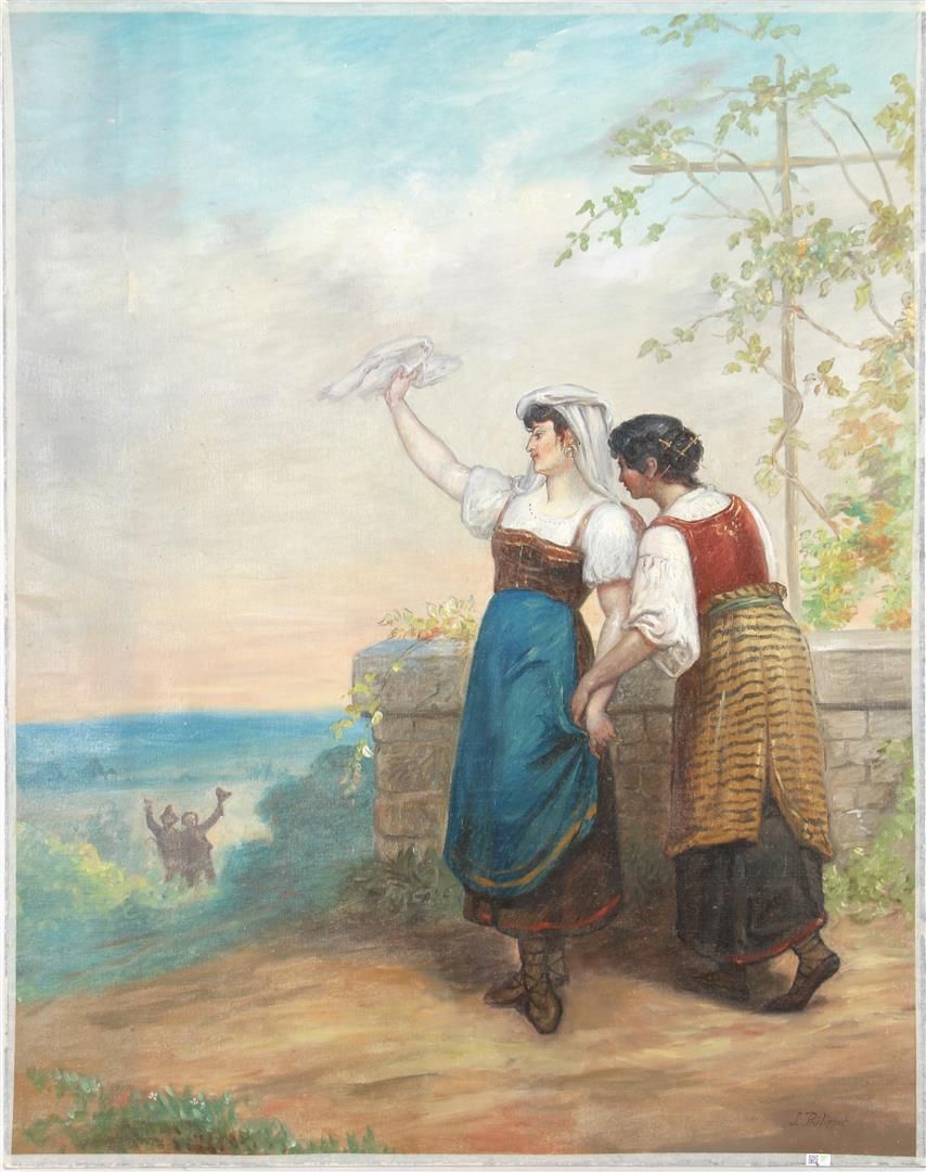 Léon PHILIPPET Leon Philippet (1843-1906)

Landscape with waving women, maroufle&hellip;