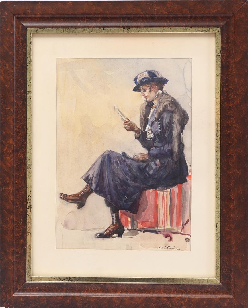 Adriaan la Rivière Adriaan la Rivière (1857-1941)

Femme avec une lettre, aquare&hellip;