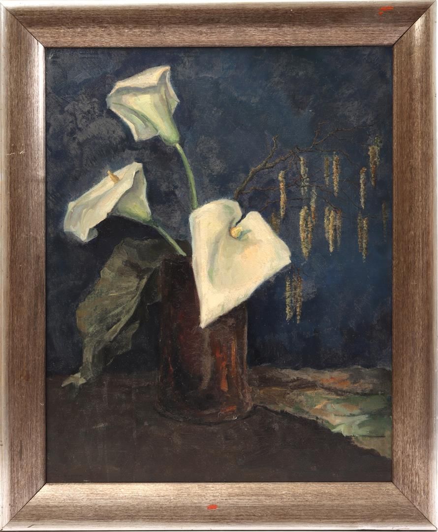 Jan Damme 扬-达姆(1894-1962)

静物与菊花，画布76x61厘米