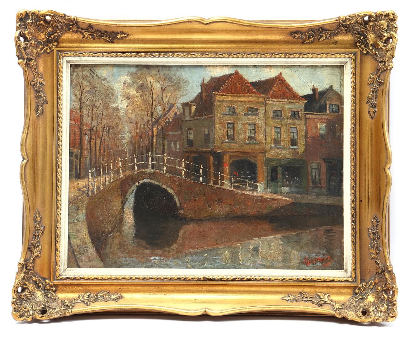 Adrianus Zuiderwijk 阿德里安努斯-苏伊德韦克(1895-1967)

阿姆斯特丹城市景观与运河上的桥，帆布 31x41厘米