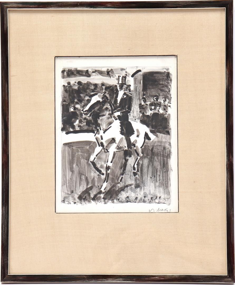 Kees Maks Kees Maks (1876-1967)

Man on horseback in circus ring, watercolor 17.&hellip;