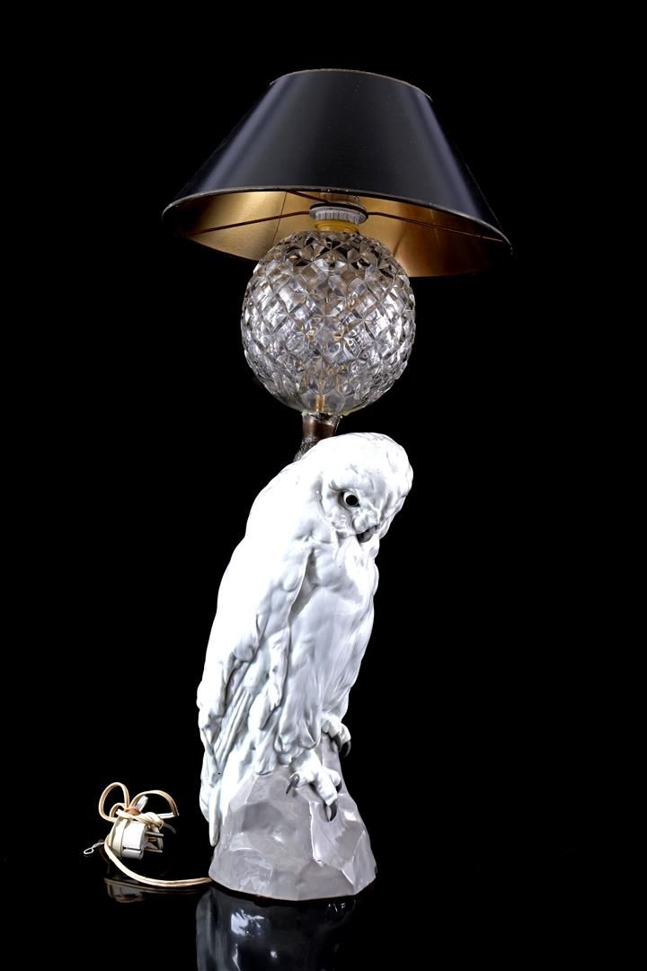 Table lamp Lampe de table, base en porcelaine en forme de hibou, hauteur totale &hellip;