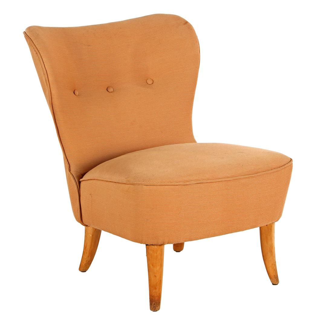 THÉO RUTH 西奥-鲁斯(1915-1971)

黄色和橙色条纹鸡尾酒椅，橡木腿，为Artifort设计的西奥-鲁斯，荷兰，1950年代