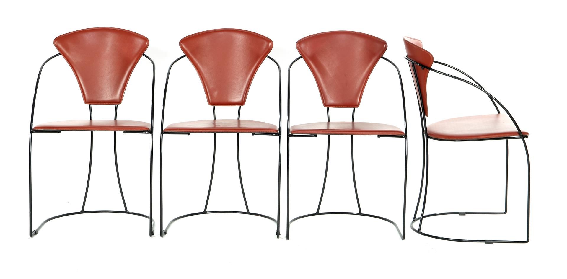 Arrben model Linda 4 sillas de comedor de cuero marrón con estructura de metal n&hellip;