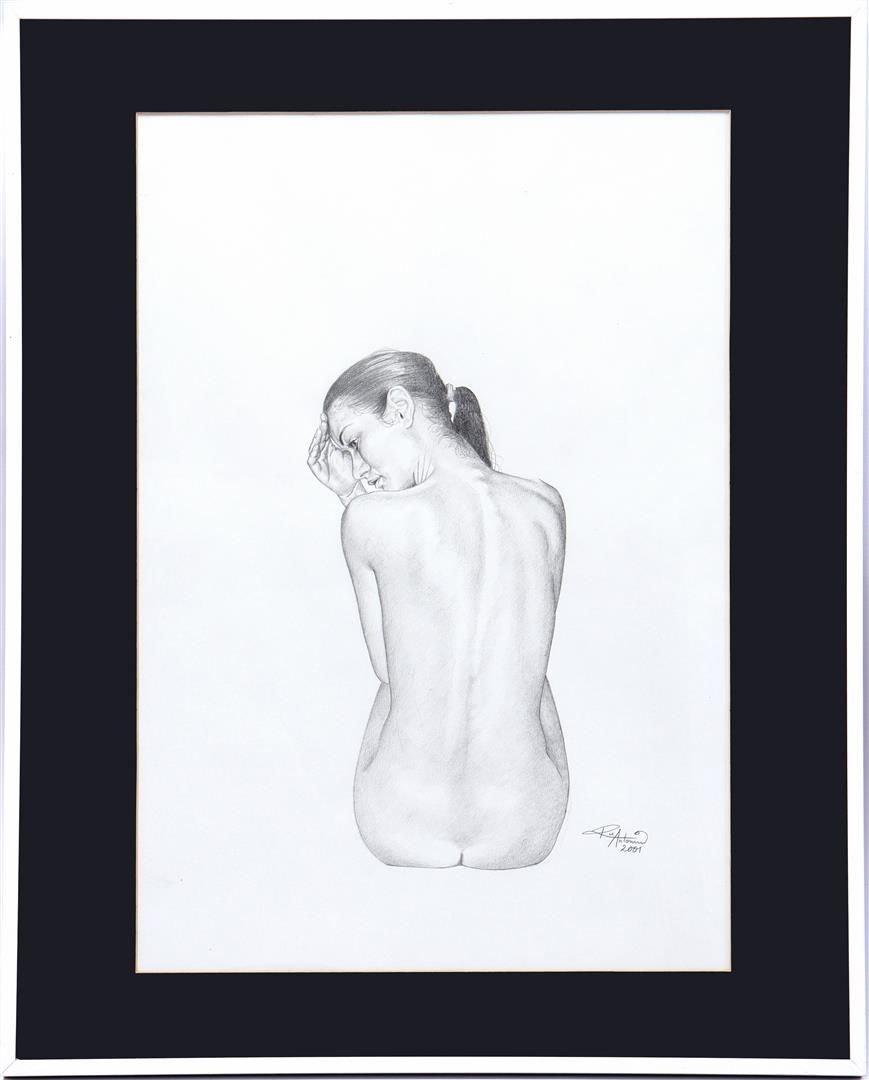 Rudolf Marius Antonius 鲁道夫-马利乌斯-安东尼斯(1959-)

裸体姿势，2001年的铅笔画，61x42厘米