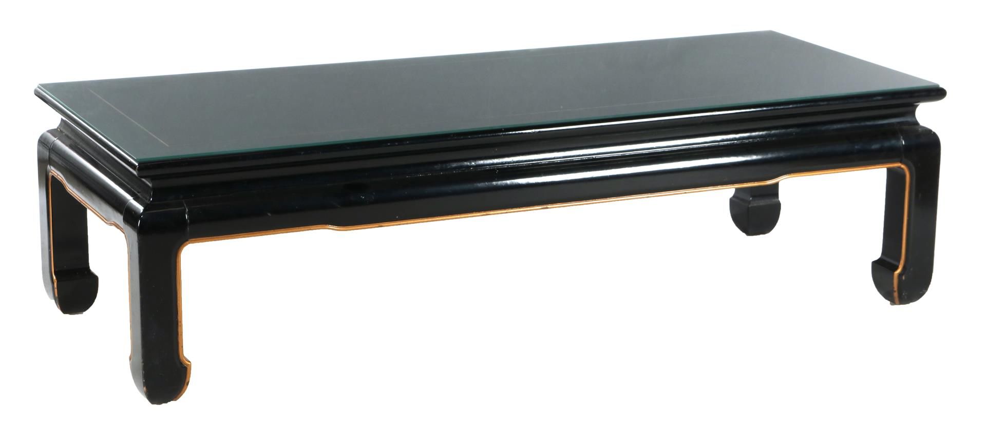 Null Black lacquered wooden coffee table, 41 cm high, top 152x60 cm