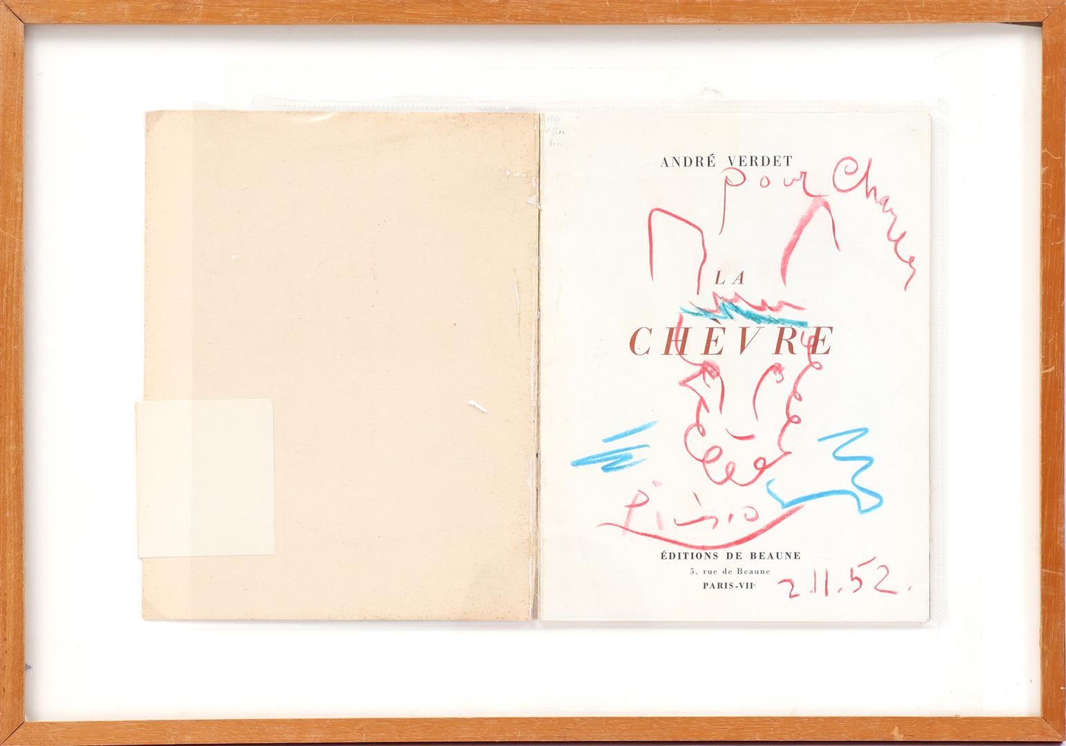 Possible Pablo Picasso 可能的 巴勃罗-毕加索 (1881-1973)
书籍插图，标题页La Chevre，21x16厘米，外部尺寸31x&hellip;