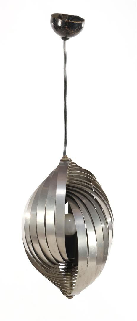 Henri Mathieu Henri Mathieu (1876-)
Stainless steel spiral-shaped 2-light hangin&hellip;