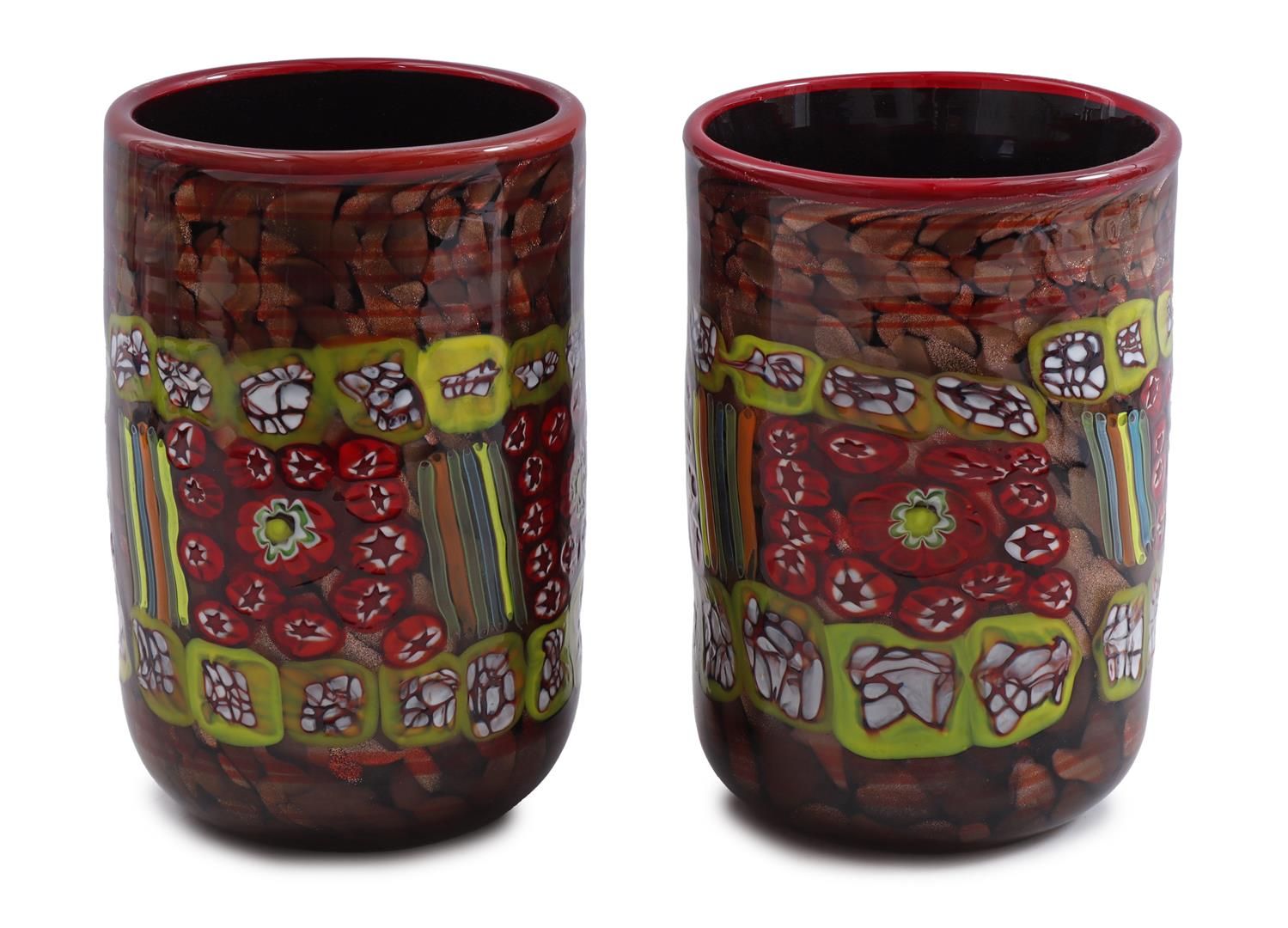 Null 2 vases décoratifs en verre, 23,5 cm de haut, 15 cm de diamètre