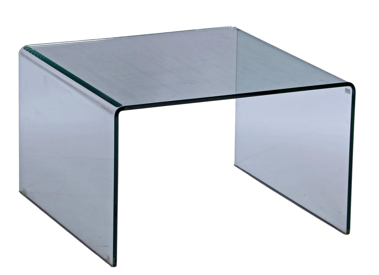 Null 瀑布式玻璃弧形茶几，高 37 厘米，桌面尺寸 60x60 厘米