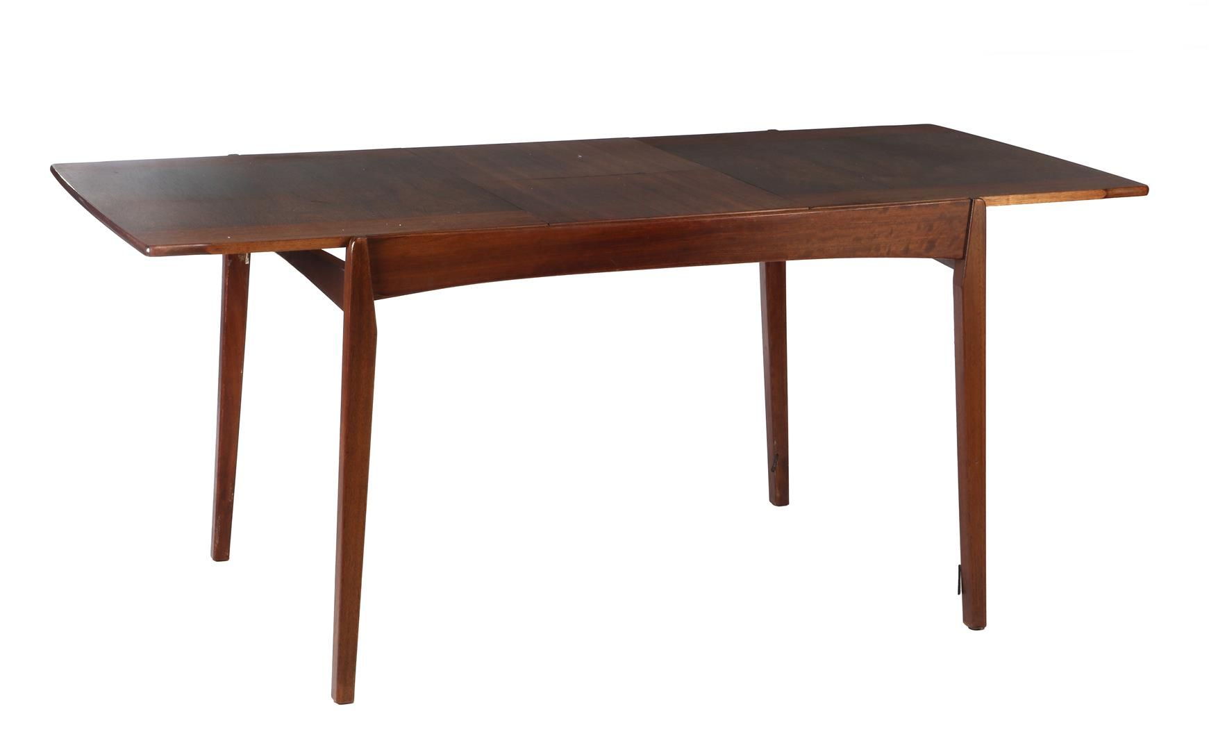 Null 柚木和花梨木饰面餐桌，带 45 厘米倾斜桌面，荷兰，1960 年代，高 75 厘米，桌面尺寸 173x82 厘米