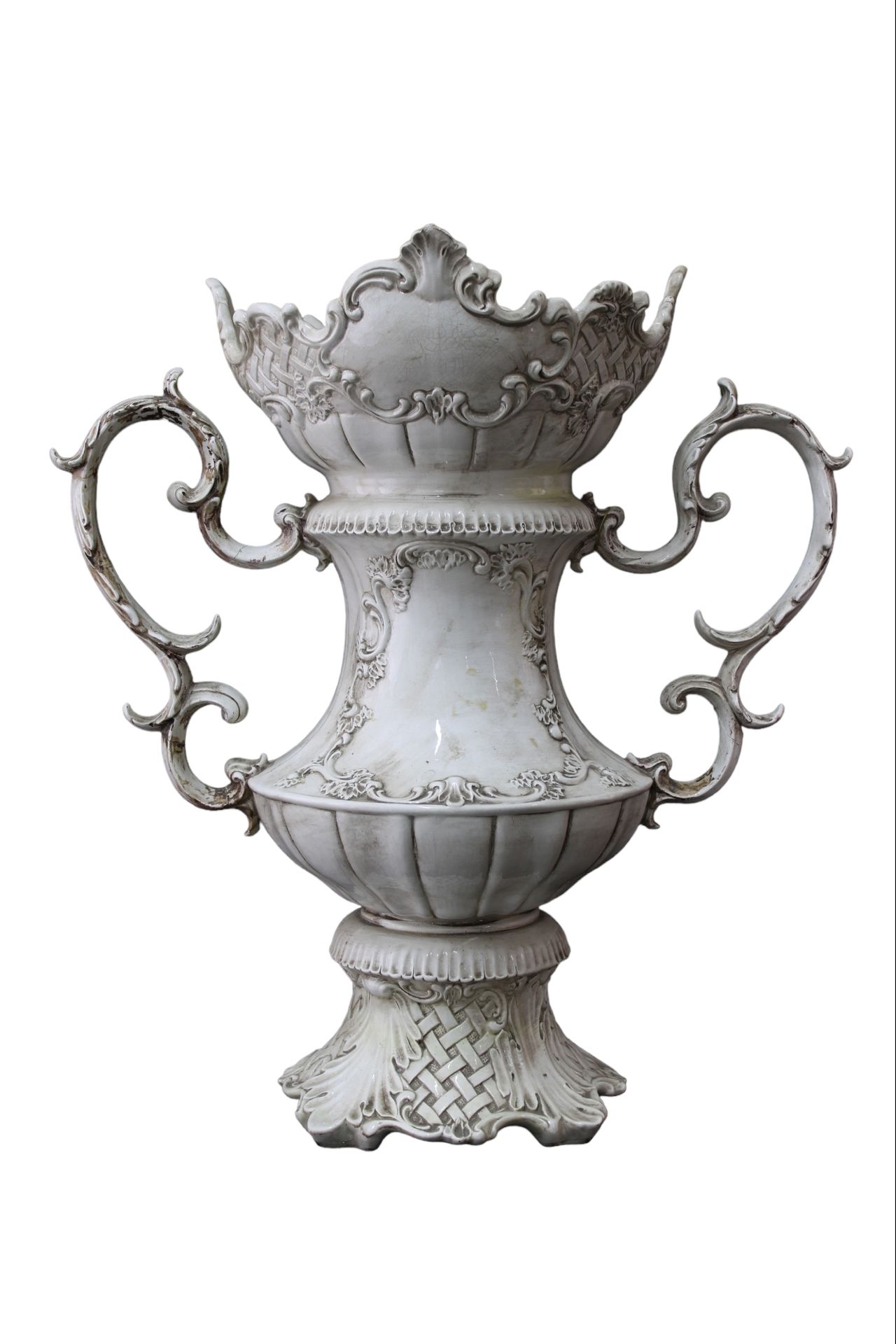 GRANDE VASO D FORMA OVOIDALE in white ceramic Italian manufacture early 20th cen&hellip;