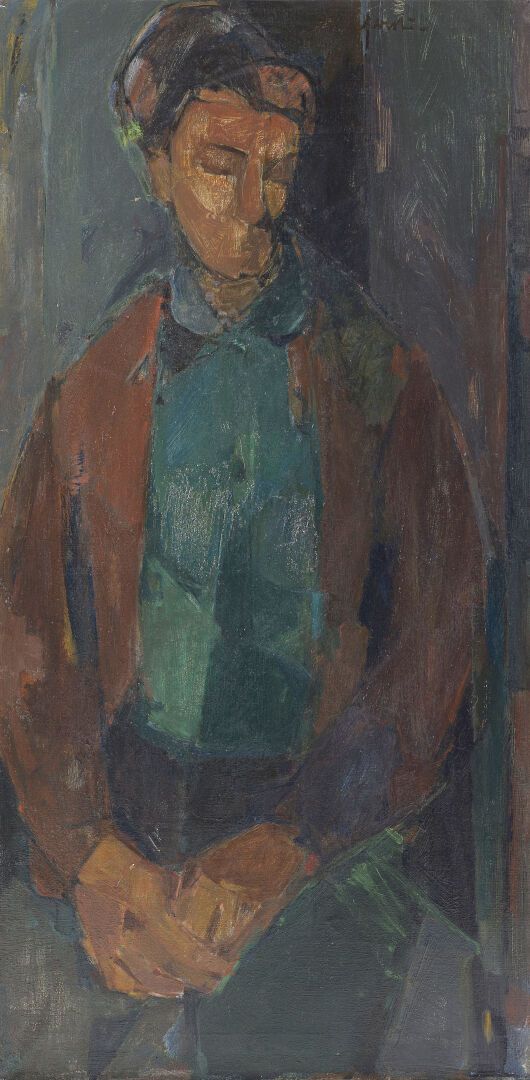 Null 罗杰-巴罗特(1926-2016) 
坐着的女人
布面油画
右上方有签名，背面有会签
(有划痕，有少量缺漆)
100 x 50 cm