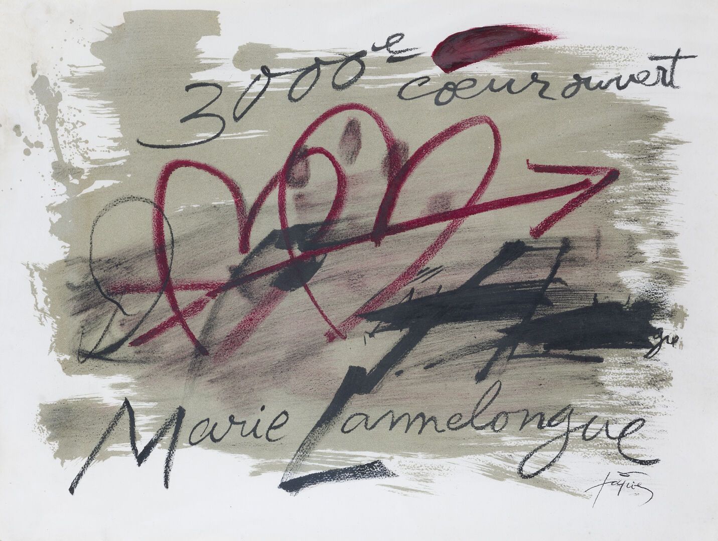 Null 安东尼-塔皮斯 (1923-2012)
第三千次开胸（玛丽-兰隆格），1975年
在版上签名的多色石版画
拱形牛皮纸
迈格特出版社，巴黎
33,5 x&hellip;