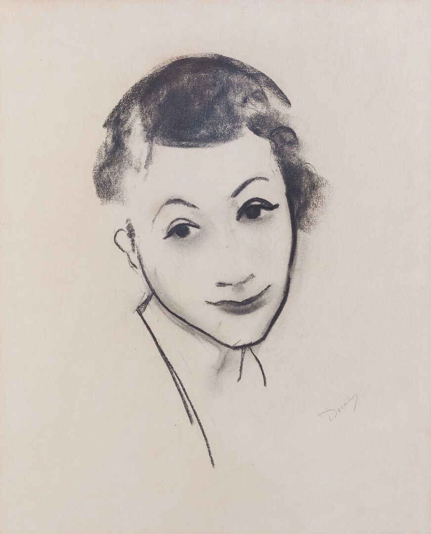 Null 安德烈-德兰(André DERAIN) (1880-1954)
一个年轻女孩的脸
木炭
右下方有签名
47.5x37.5厘米
(无纸) 
出处：Ch&hellip;