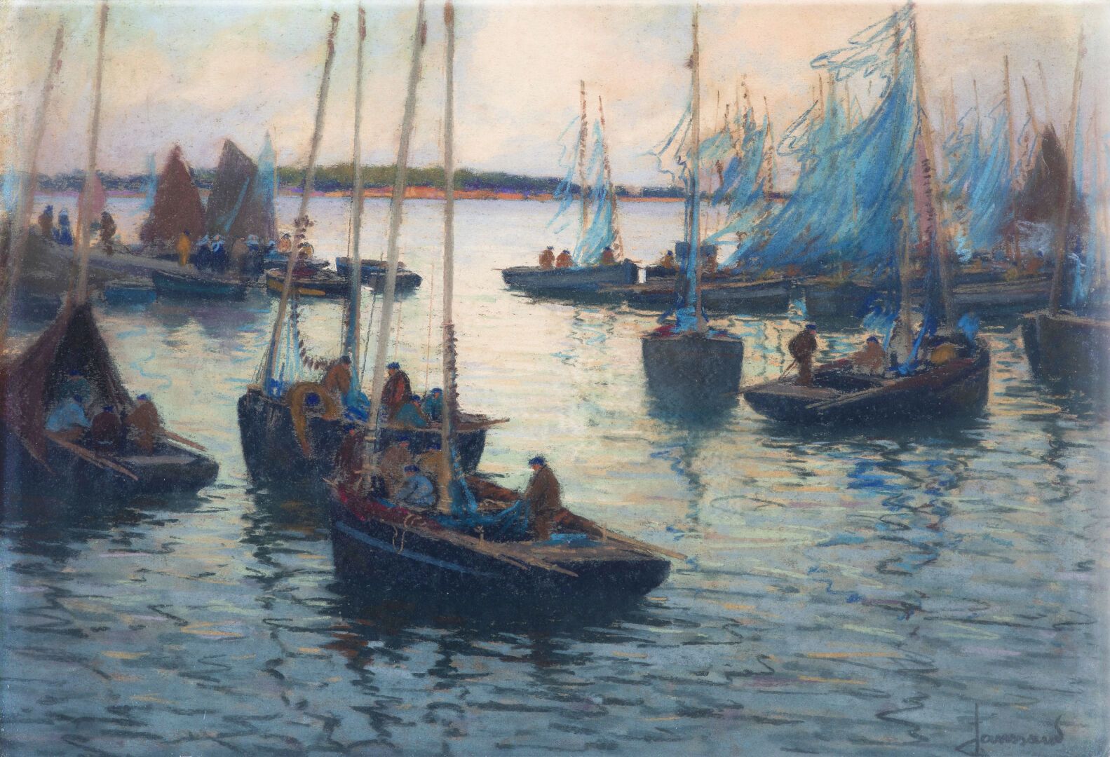 Null Mathurin JANSSAUD (1857 -1940)
Sailing boats
Pastel
Signed lower right
37,5&hellip;