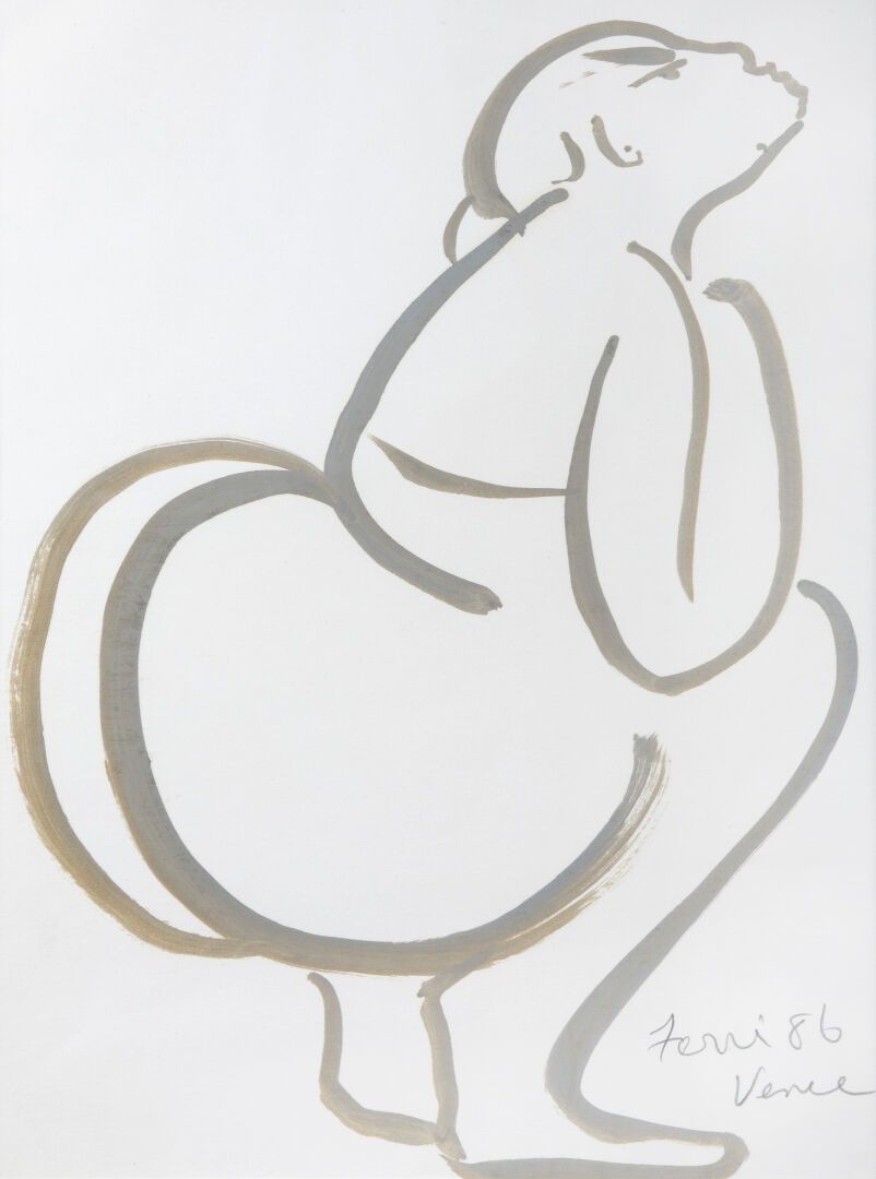 Null Ron FERRI (1932-2019)
Ensemble de trois dessins :
Sumo accroupi, 1986
Gouac&hellip;