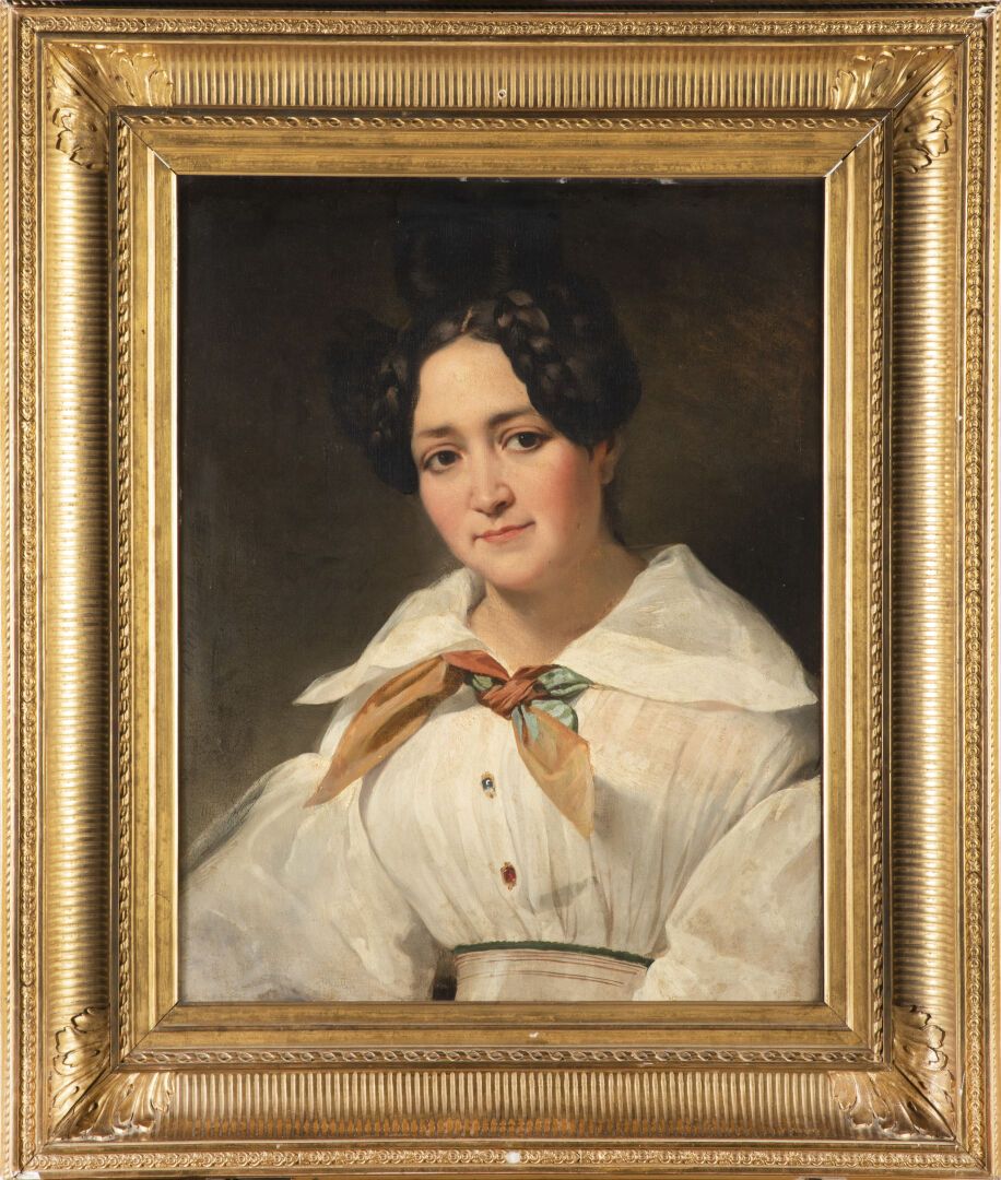 Null Horace VERNET (波尔多1758 - 巴黎1836) 
年轻女子的肖像 
布面油画 
左侧有签名、定位和日期 "H.Vernet Rome&hellip;