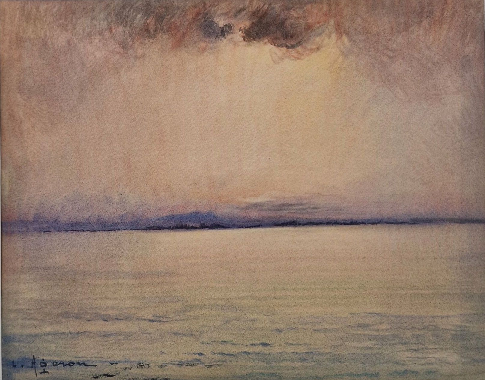 Null Louis Noël AGERON (1865-1935)
Crépuscule sur la mer
Aquarelle sur papier 
S&hellip;