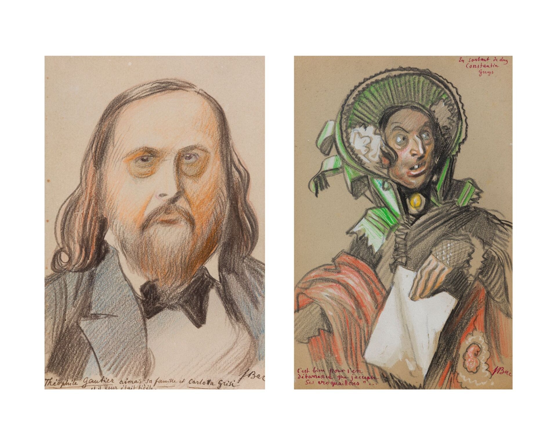 Null Ferdinand BAC (1859-1952)

Portrait de Théophile Gautier 
Crayons de couleu&hellip;