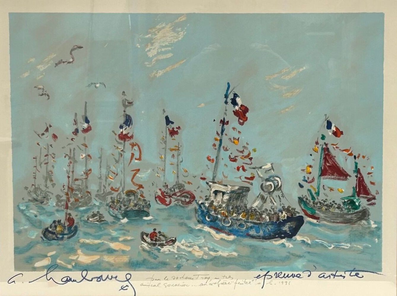 Null André HAMBOURG (1909-1999) 
Fiesta del mar
Litografía en colores
Firmada en&hellip;