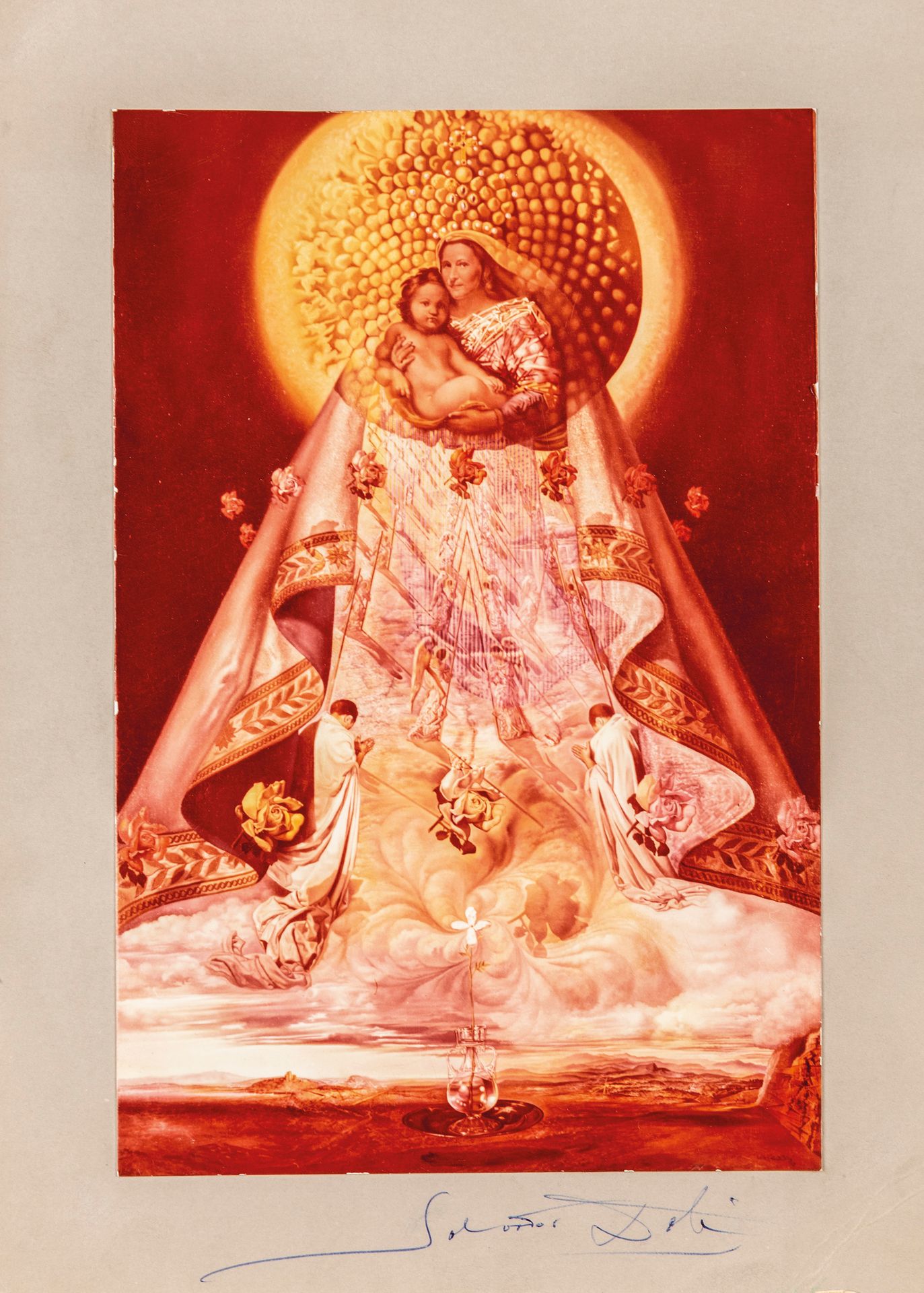 DALI I DOMENECH, SALVADOR (1904 - 1989) 萨尔瓦多达利 - 绘画《瓜达卢佩圣母》的照片，裱在纸板上，底部有萨尔瓦多达利的亲&hellip;