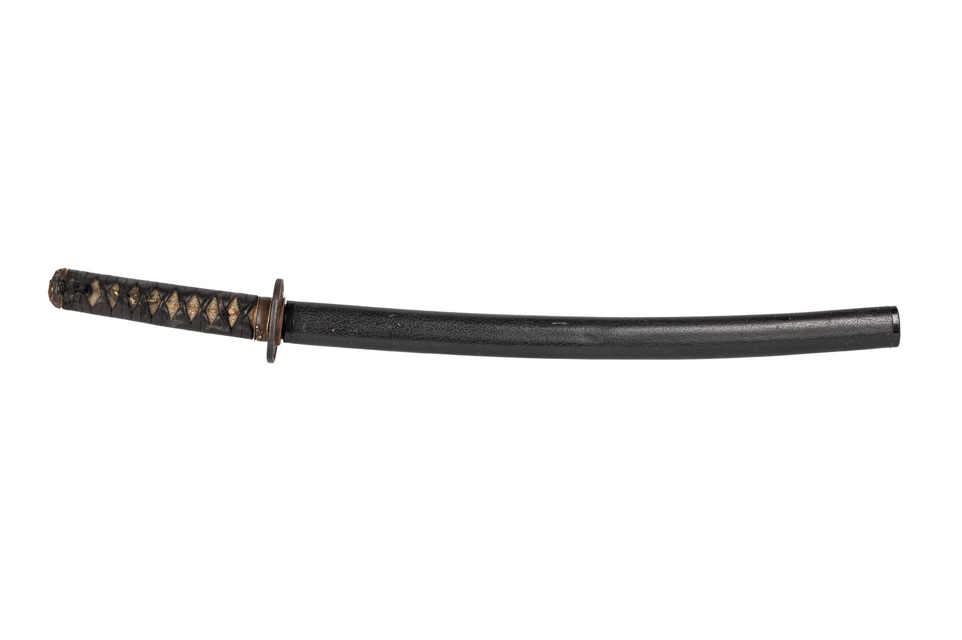 Null Excellent sabre wakizashi à lame avec marque de polissage, hamon ou trempe &hellip;