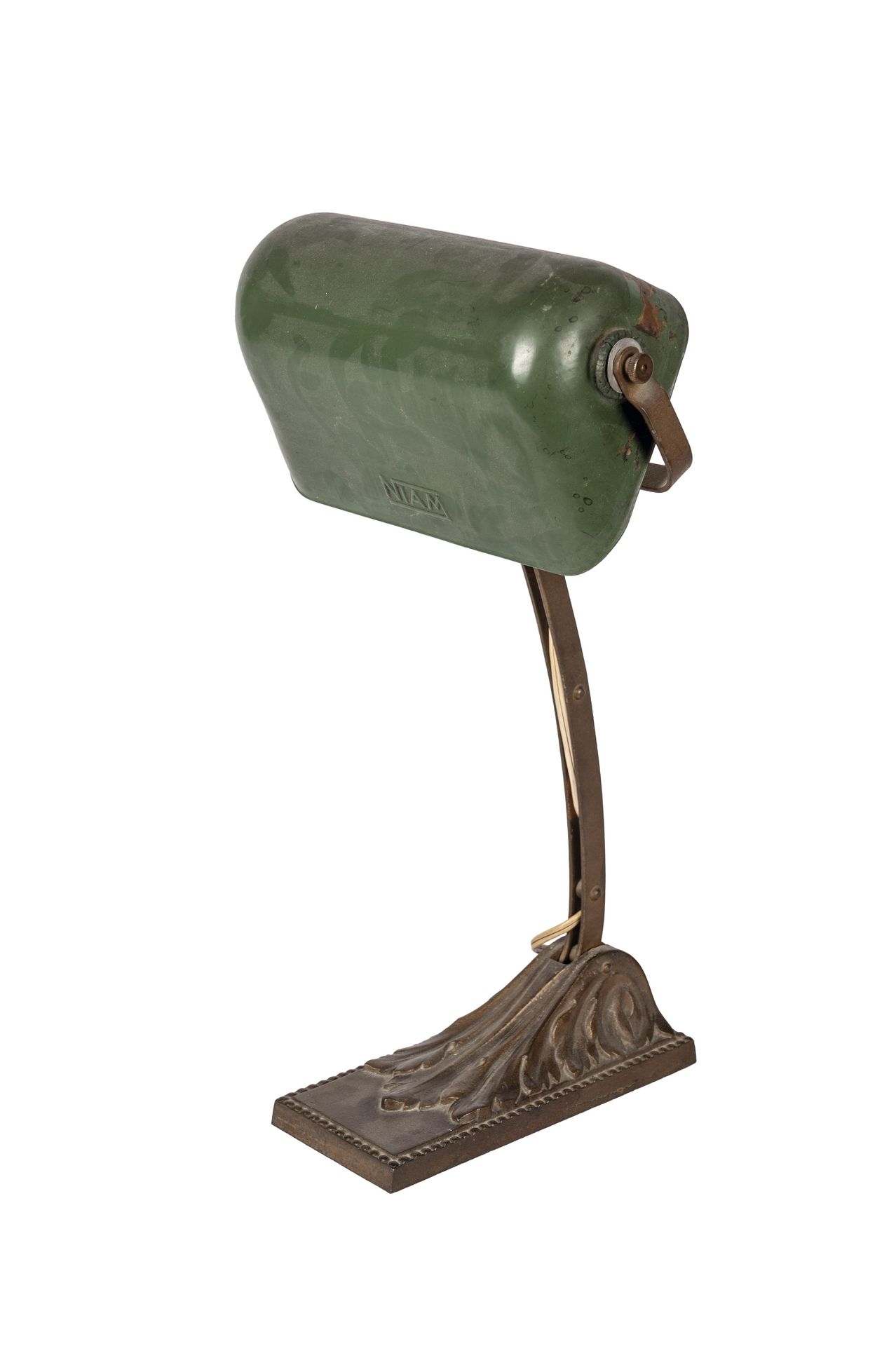 Null Lampe de table banc en bronze doré. De la manufacture Niam. Fond à décor d'&hellip;