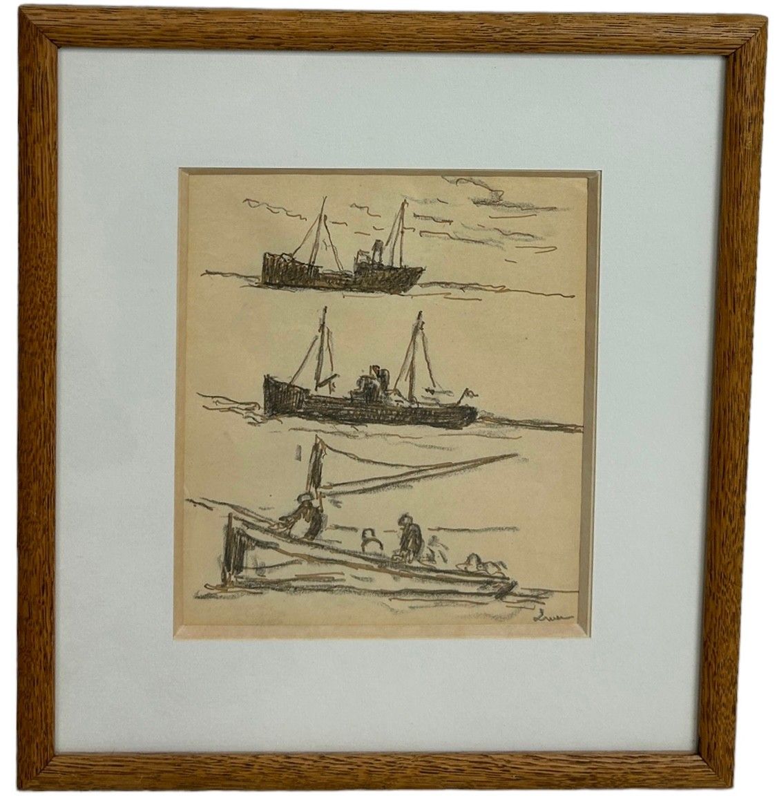 Null maximilien luce（法国，1858-1941 年）：纸上墨水和蜡笔画，题为 "bateau de peche"、 

19.3 厘米 x &hellip;