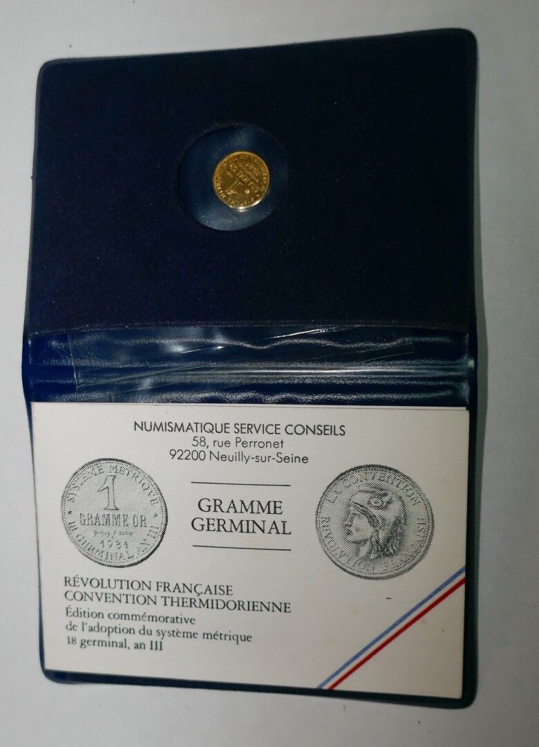 Null Una medaglia d'oro 24K 1 Gram Germinal Convention Thermidorienne, 1 gr