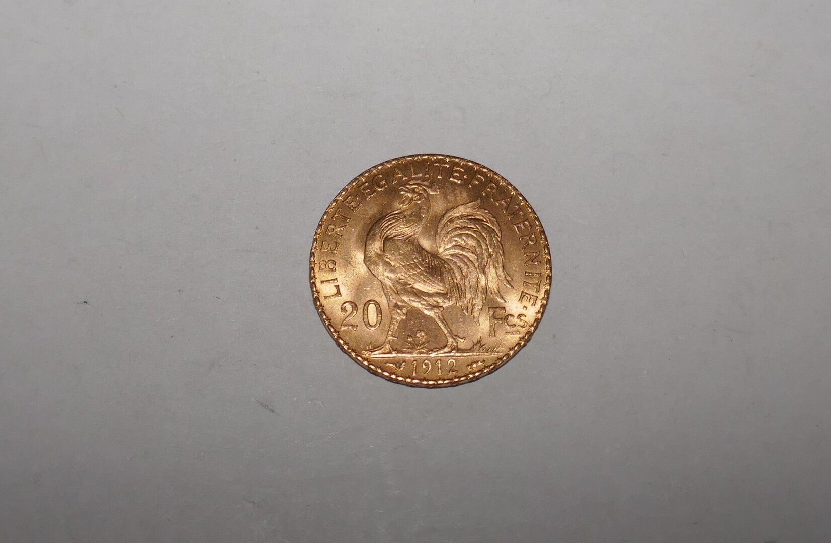 Null Eine 20 Francs Goldmünze Coq 1912, 6,45 grs