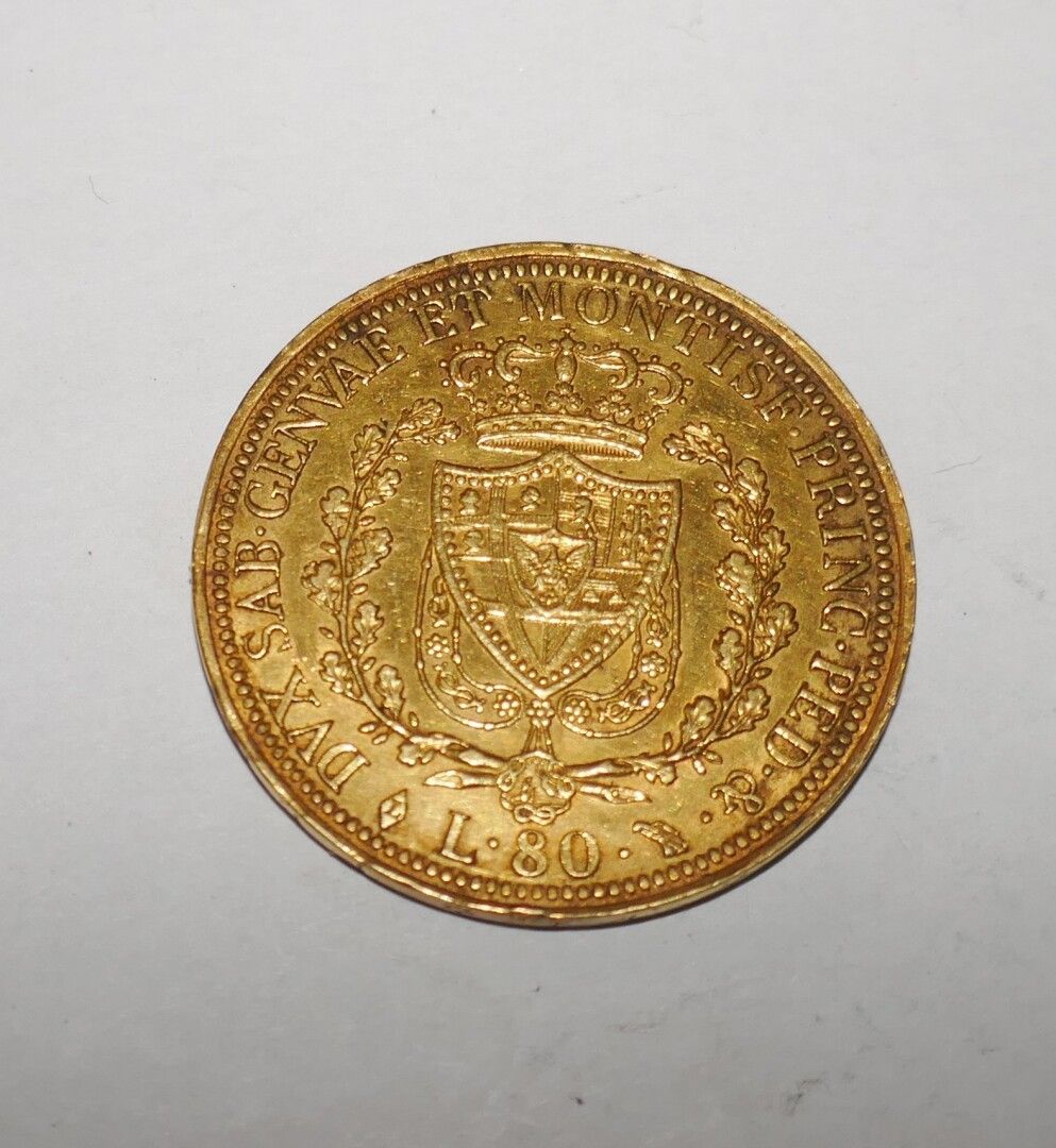 Null Eine Münze von 80 Lire Charles Félix Königreich von Sardinien 1825, 25,8 gr&hellip;