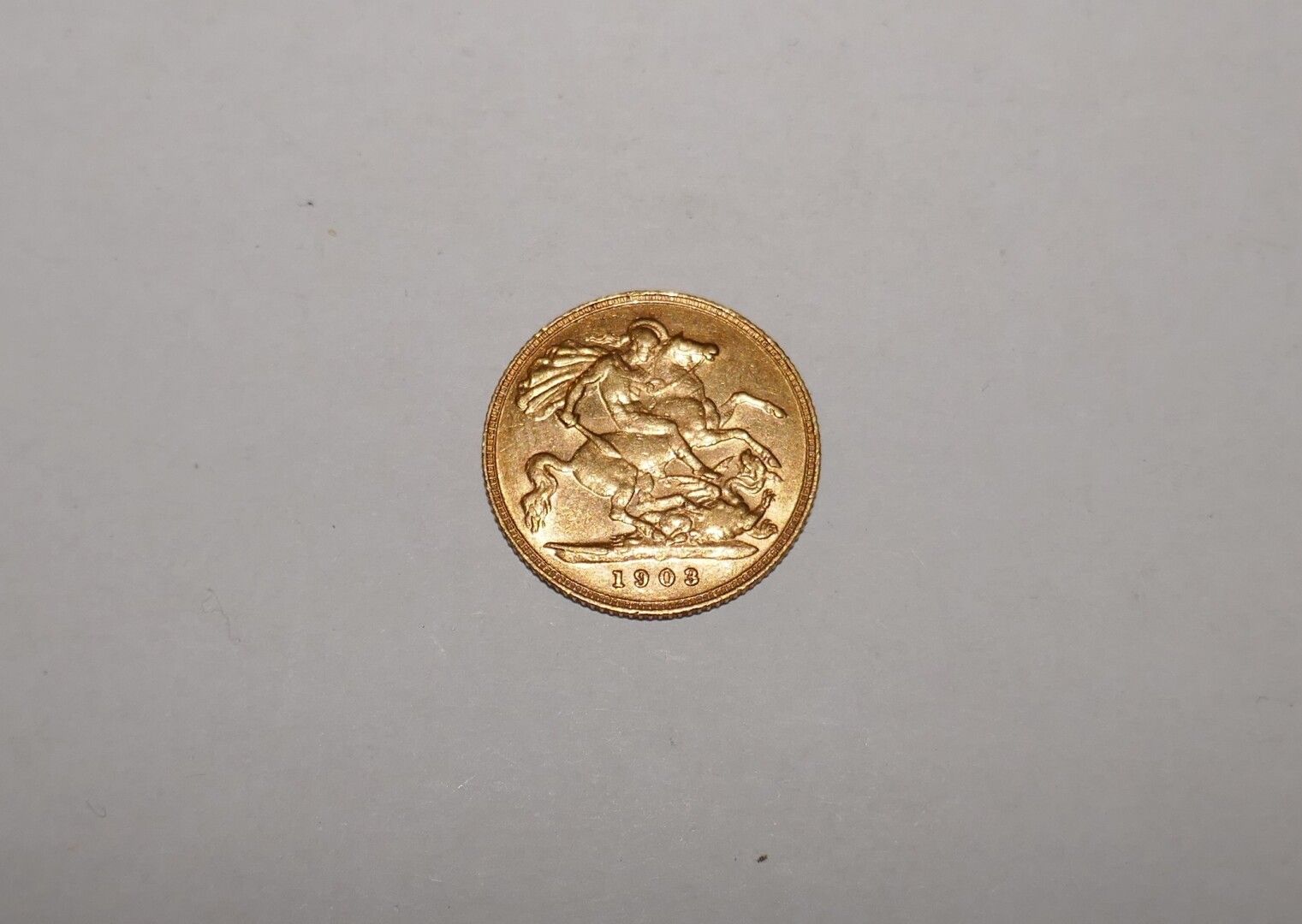 Null Ein Edward VII. 1908 Gold-Halbsovereign, 3,99 Gramm