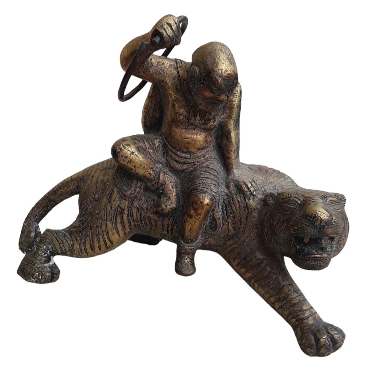 Null Asie, statuette en bronze figurant un dresseur de tigre, hauteur 15cm longu&hellip;