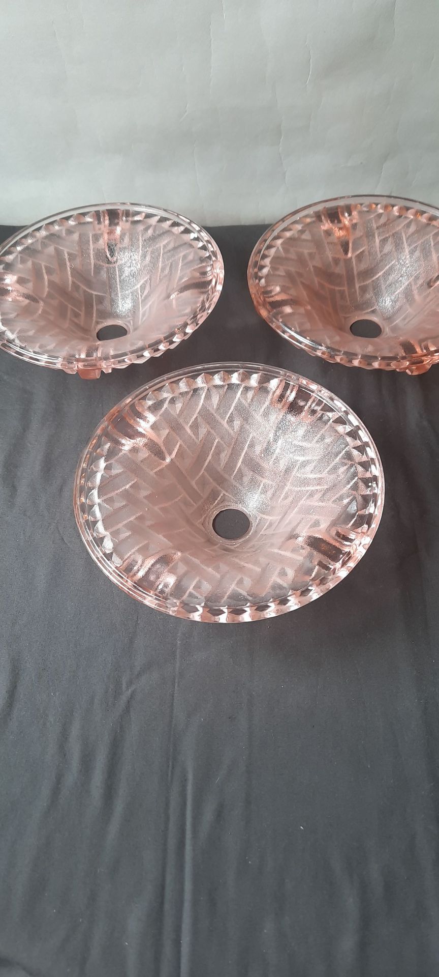 Null Ensemble de 3 coupelles de lustre Art Déco en verre soufflé rose légèrement&hellip;