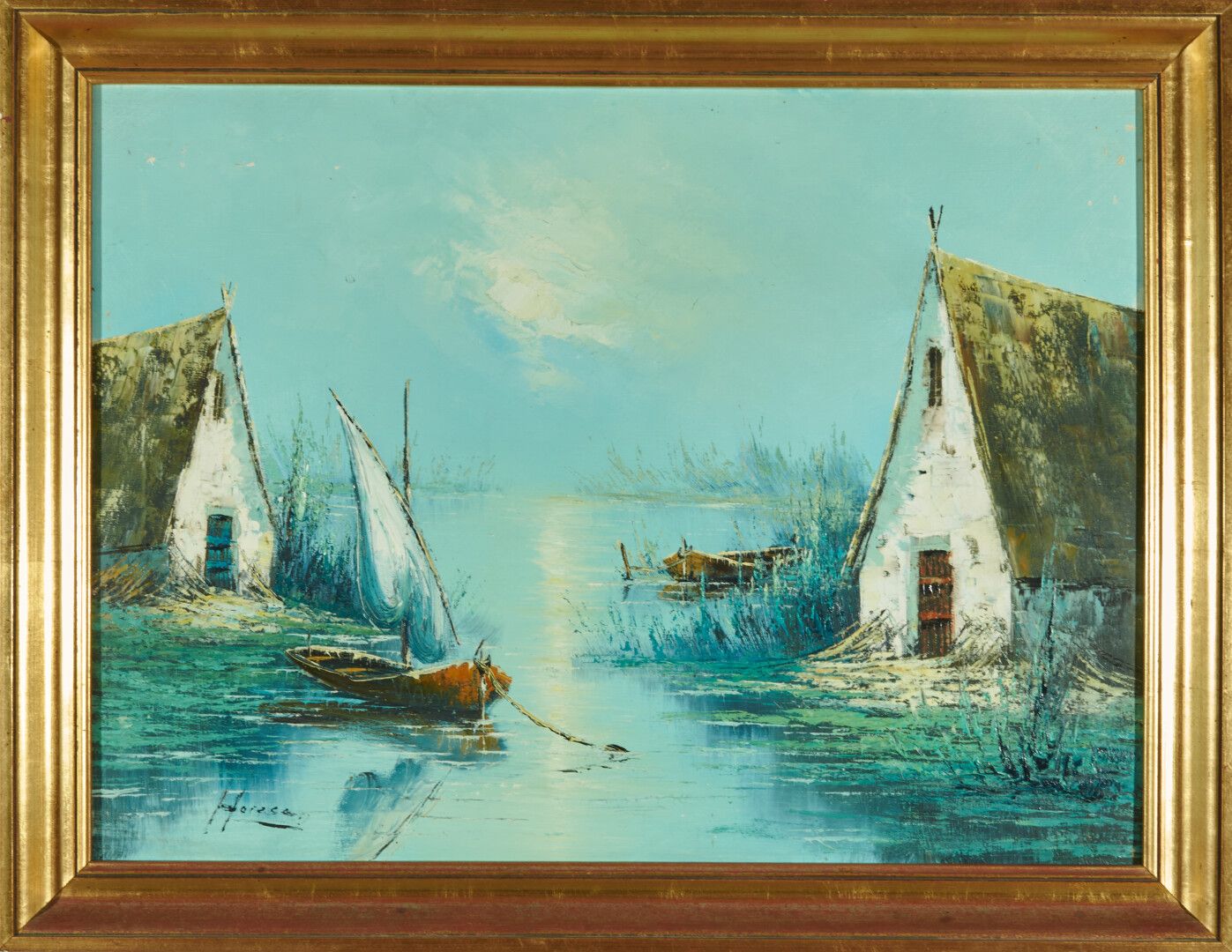 Null HORECA

"Barques au clair de Lune" toile signée en bas à gauche - 60 x 81