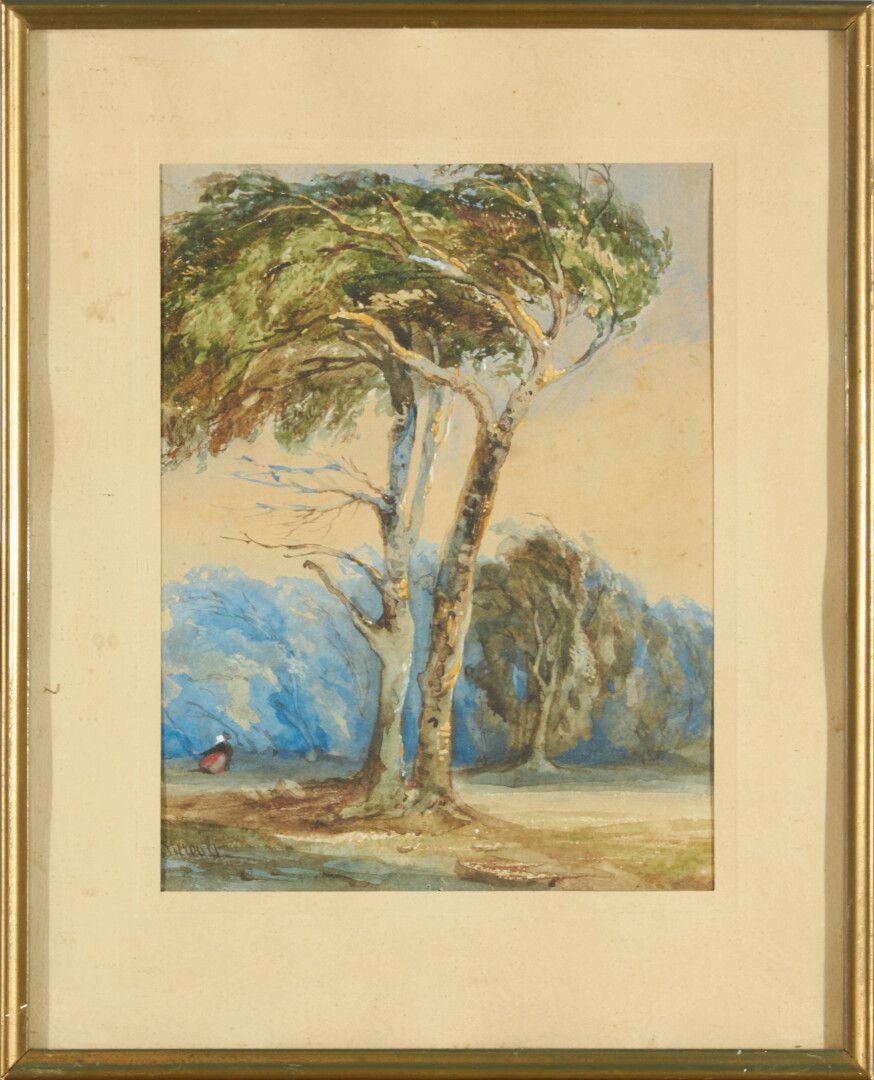 Null HEROULT Antoine Désiré (1802-1853)

"Coup de vent au parc" aquarelle gouach&hellip;