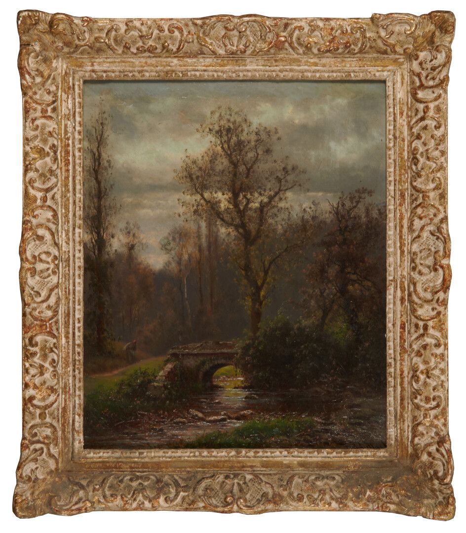 Null GITTARD Alexandre (1832-1904) 

"Pont en forêt" huile sur panneau signée en&hellip;