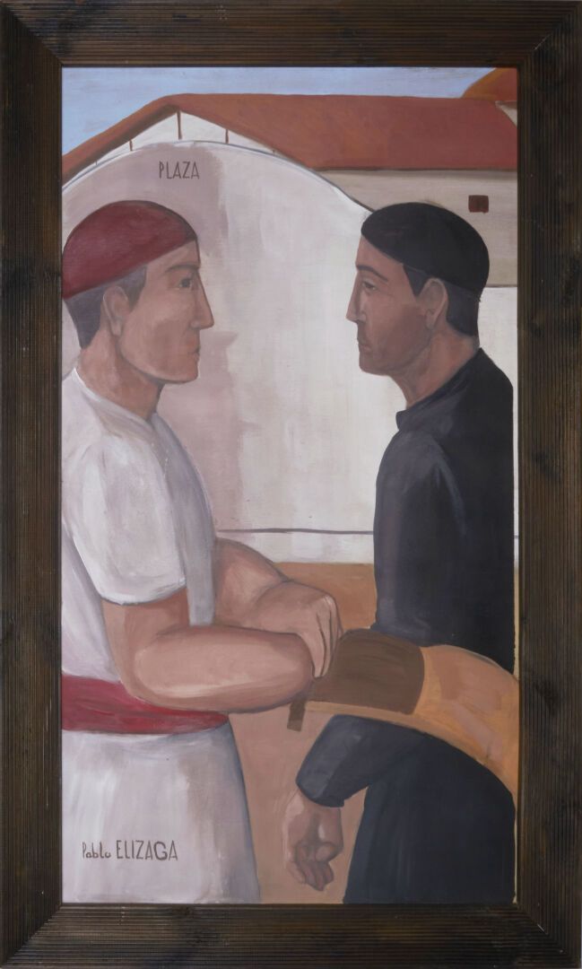 Null 埃利萨加-巴勃罗(生于1967年)

"游戏前"，左下角有签名的油画 - 122x70