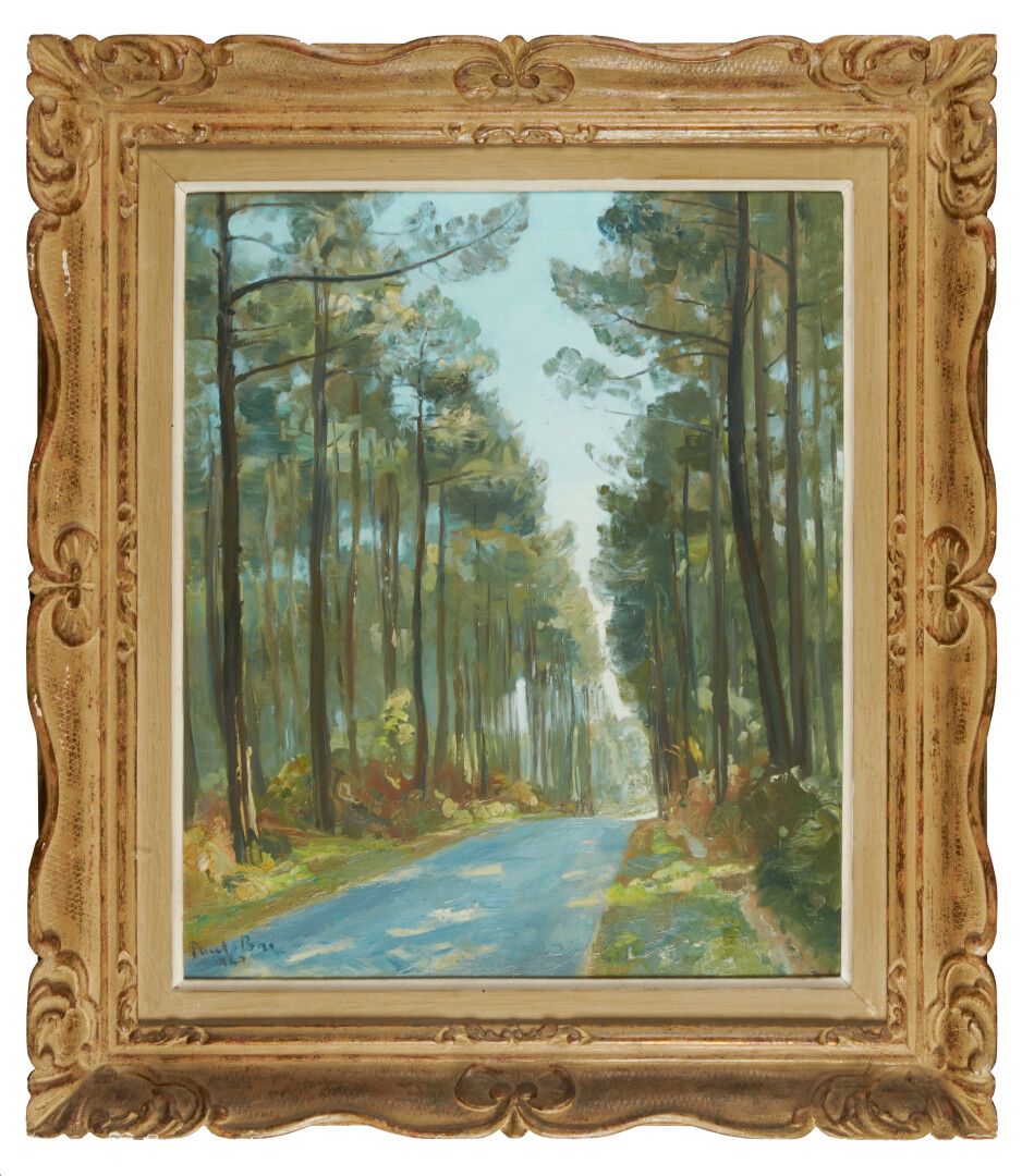 Null BAZE Paul (1901-1985) 

"Pines in the Landes" oil on isorel signed lower le&hellip;