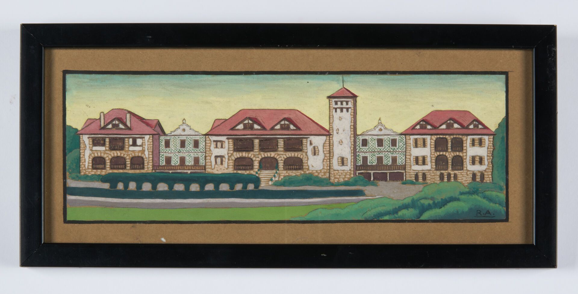 Null 阿鲁厄-里卡多(1889-1978)

"房屋 "水粉画，右下角有图案 - 9 x 27.5