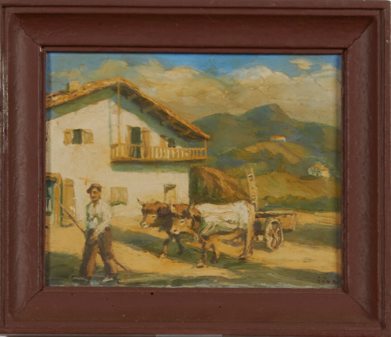 Null JIVA (1907-1974) 

"Basque carriage towards Sare" oil on panel signed lower&hellip;