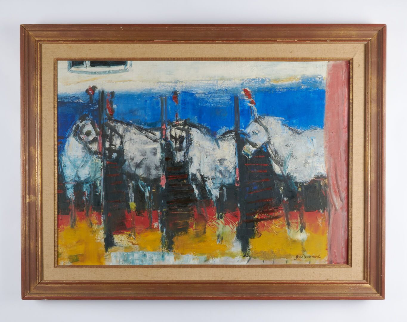 Null GUIRAMAND Paul (1926-2007) 

"A l'écurie" huile sur toile signée en bas à g&hellip;