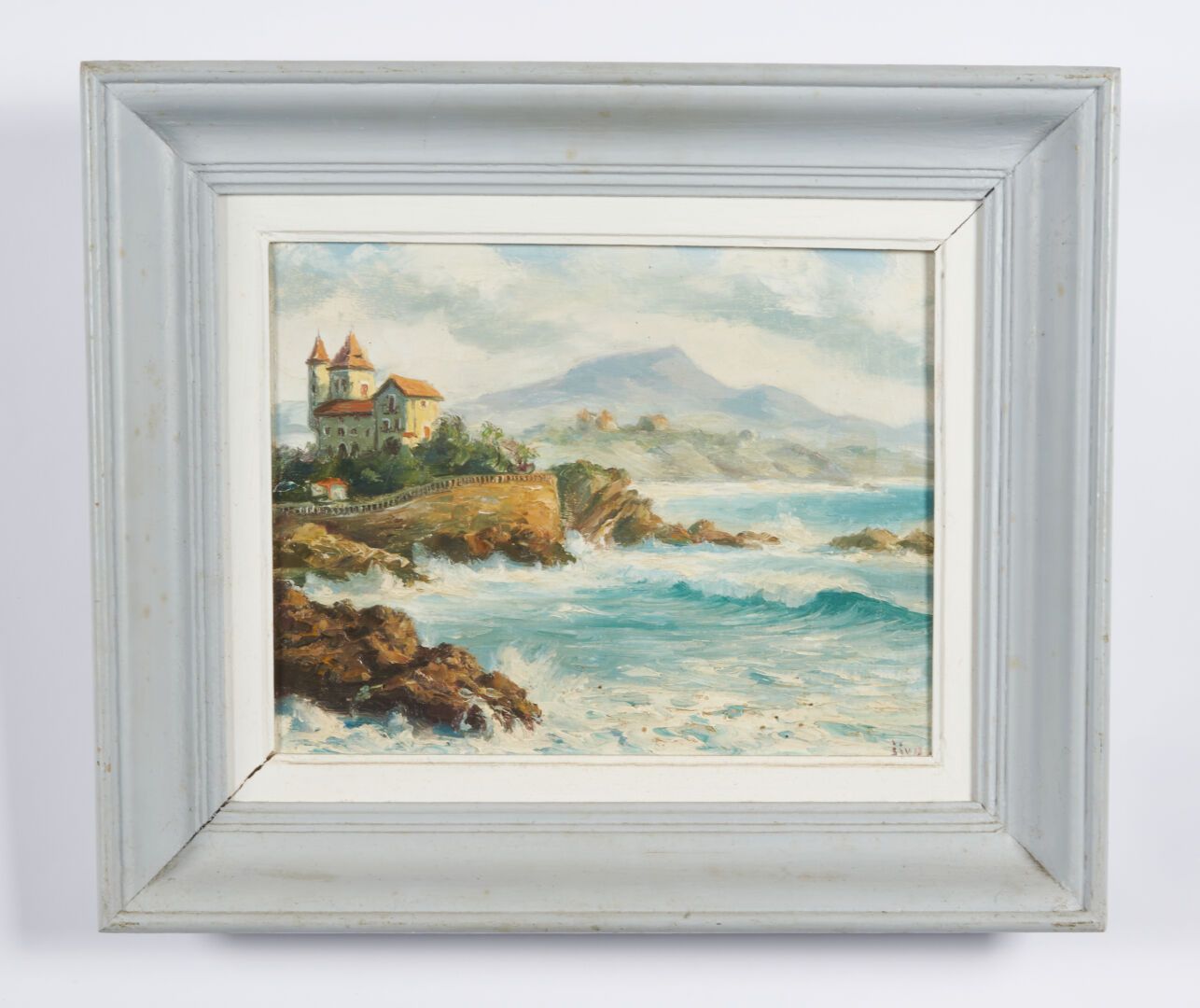 Null 吉瓦(1907-1974)

"巴斯克城堡 "和巴斯克海岸 "布面油画，右下角有签名，背面有位置和标题 - 27x35