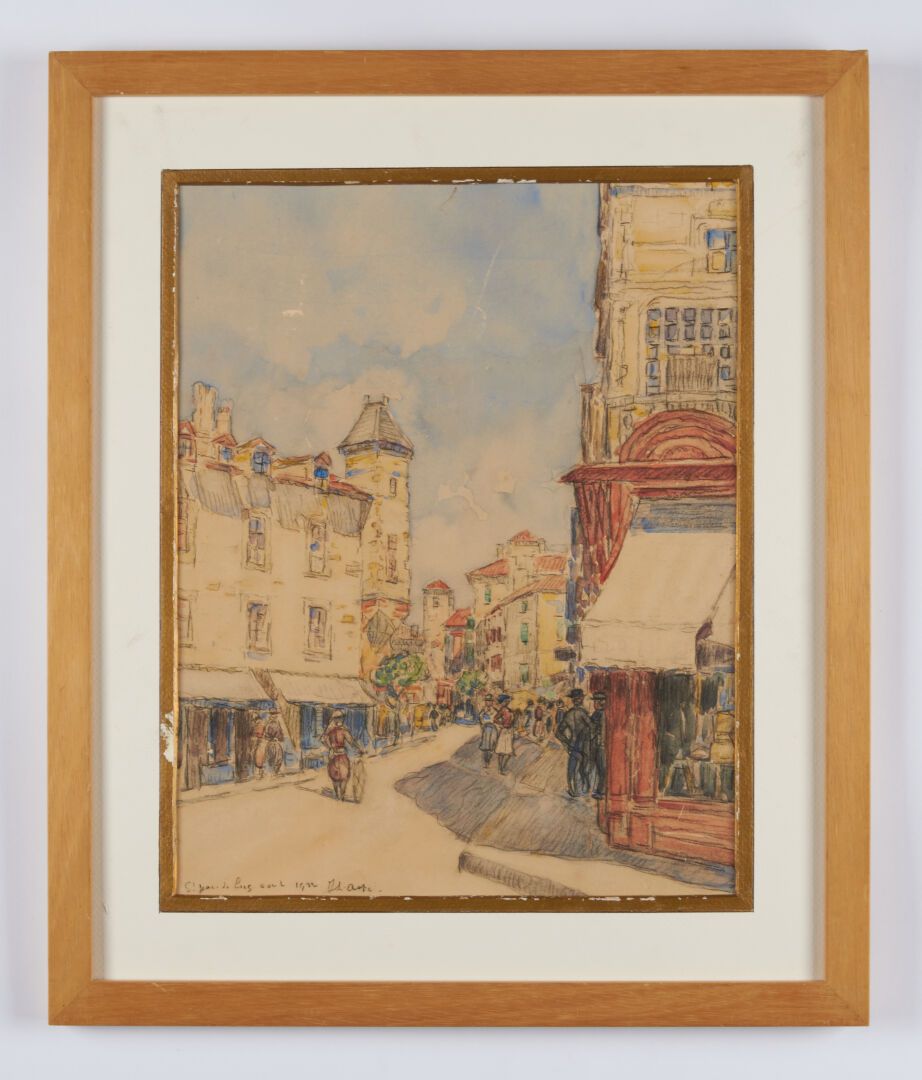 Null 阿斯特-让-路易 (1864-c.1930)

"Rue Gambetta in Saint Jean de Luz "水彩画，左下角有签名，位置和日&hellip;